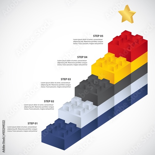 Constructor building bricks - Steps to success - Vector infographic template
