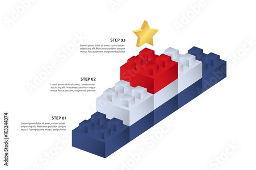 Constructor building bricks - Steps to success - Vector infographic template
