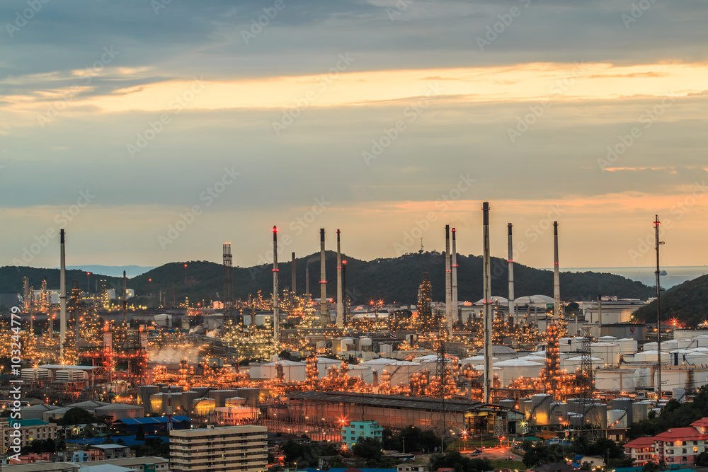 Oil refinery in the twilight