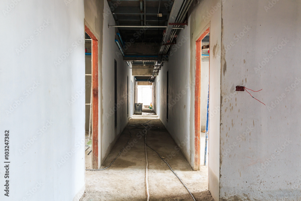 Room passage inside the construction building