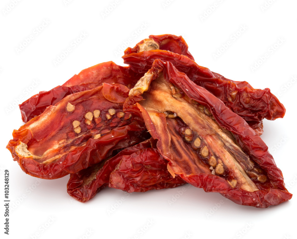 Dried tomatoes isolated on white background cutout Dried tomatoes isolated on white background cutout