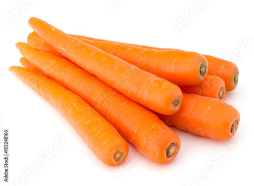 Sweet raw carrot tuber isolated on white background cutout photo