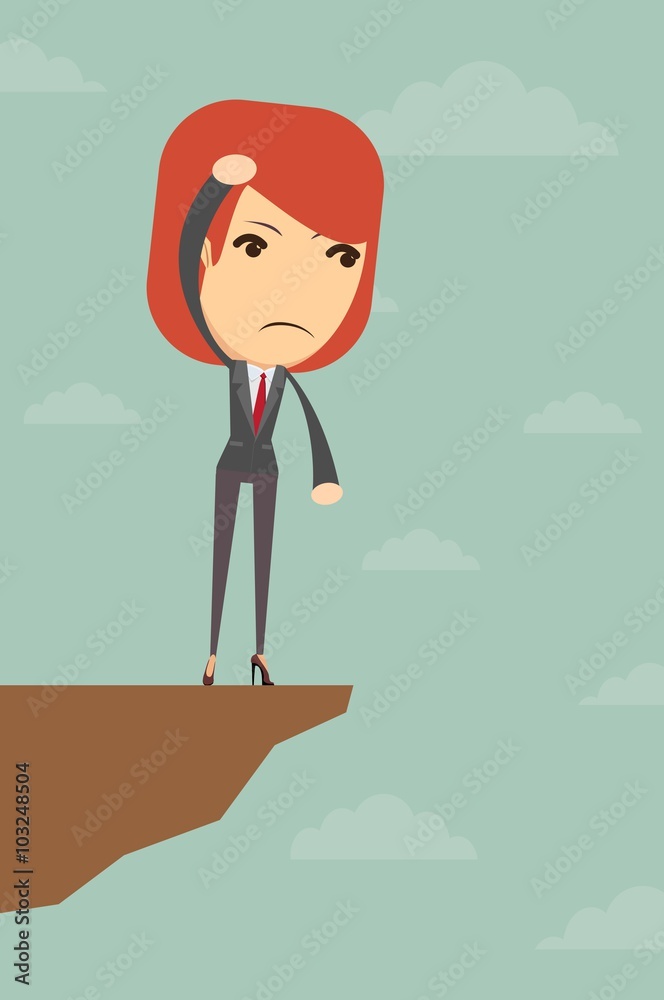 Business woman over the gorge Business woman over the gorge