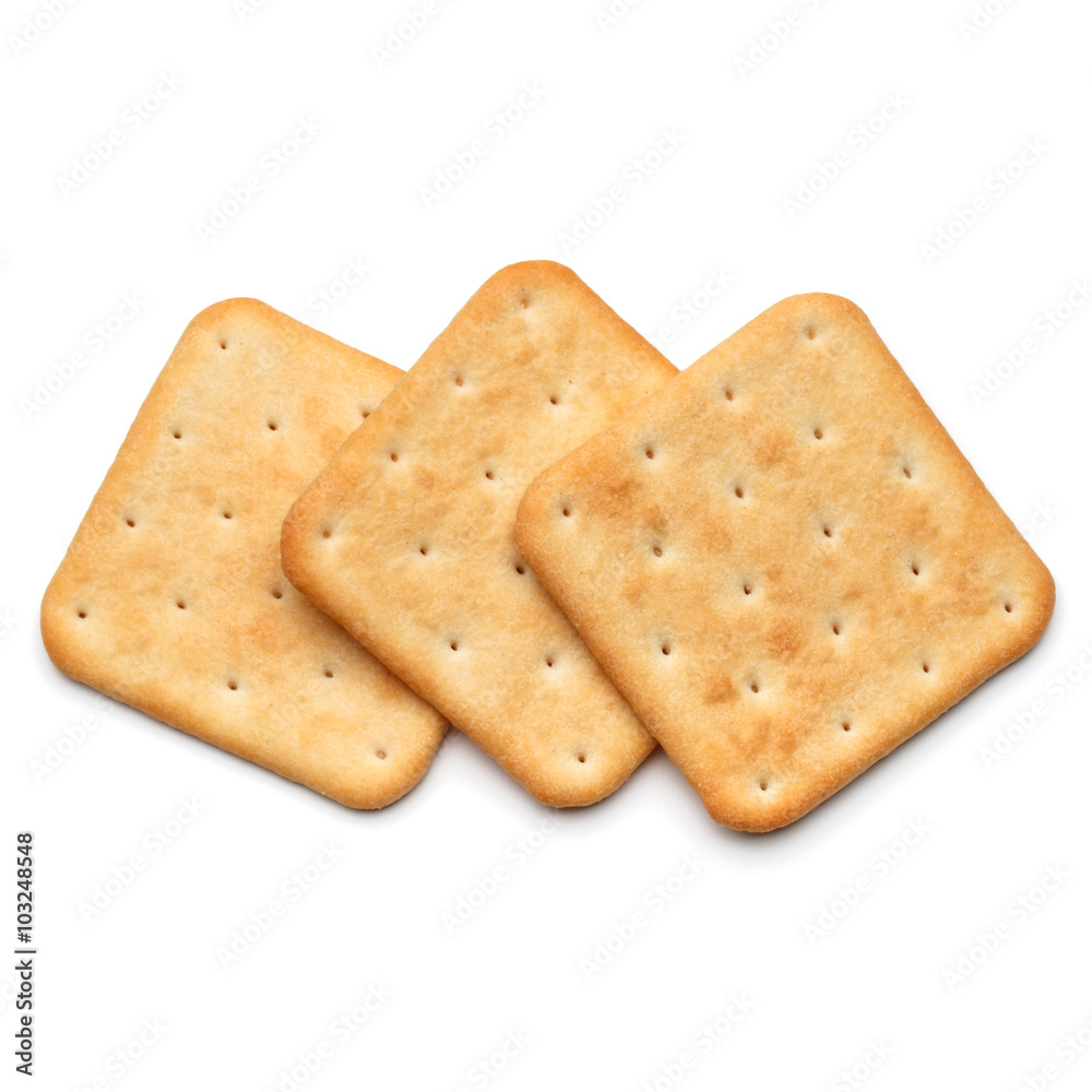 Dry cracker cookies isolated on white background cutout Dry cracker cookies isolated on white background cutout