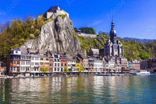pictorial Dinant over river Meuse in Belgium photo