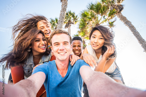 Friends taking selfie photo