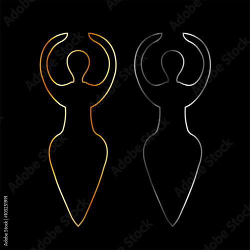 Gold and silver Symbol of the Wiccan goddess 