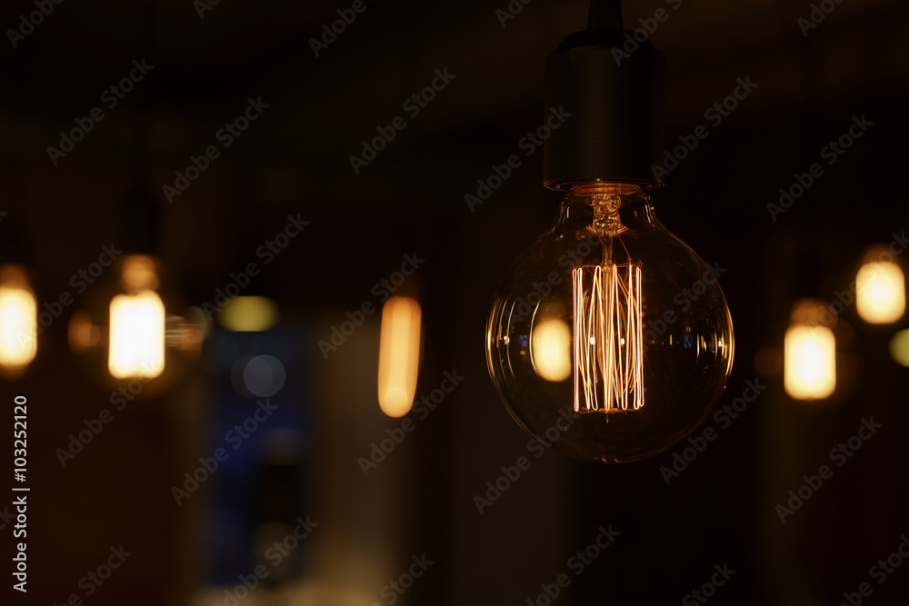 Interior. Image of lighting bulb, close-up