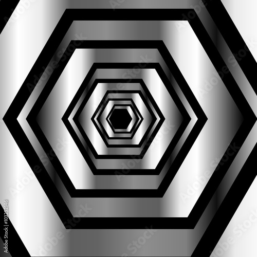 Metallic hexagonal illusion in metallic colors