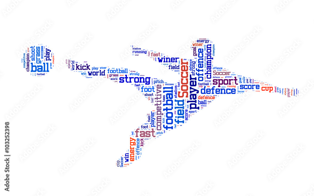 Soccer word cloud, soccer typography background Stock Illustration
