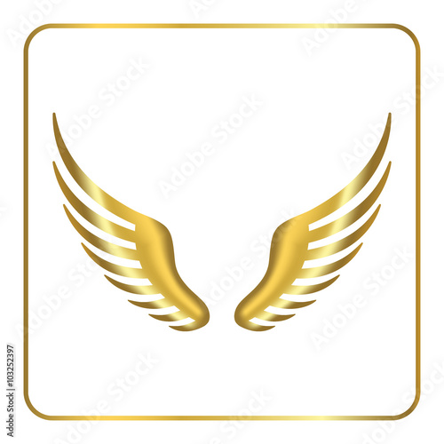 Wings Golden Icon Design Graphic Element Template For Logo Or Other Uses Abstract Sign Symbol Of Phoenix Bird Flight Freedom Gold Silhouette Isolated On White Background Vector Illustration Stock Vector Adobe