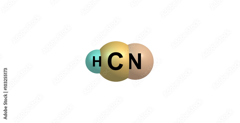 Hydrogen cyanide molecular structure isolated on white Hydrogen cyanide molecular structure isolated on white