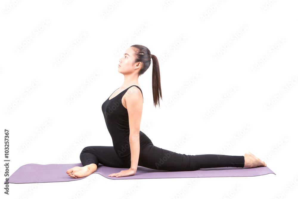 portrait of asian woman wearing black body suit sitting in yoga portrait of asian woman wearing black body suit sitting in yoga