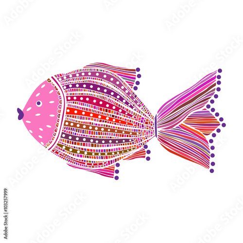 Colored fish on white background
