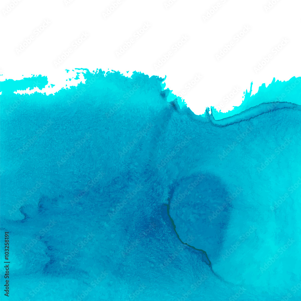 Obraz Akwarela niebieskie tło, morze, woda, fala, miejsce na tekst