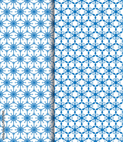 Three sets of hexagonal snowflake seamless pattern