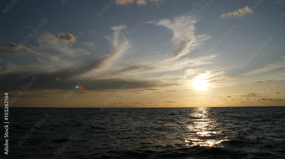 spectacular sunrise on the sea