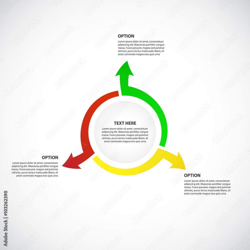 Fototapeta premium Vector cycle process diagram, Business concept with options / parts / steps - Infographic chart Isolated on a white background. Original arrows.