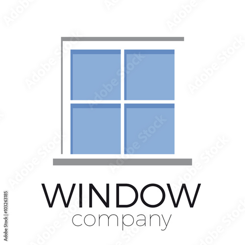 Vector sign window with blue glasses