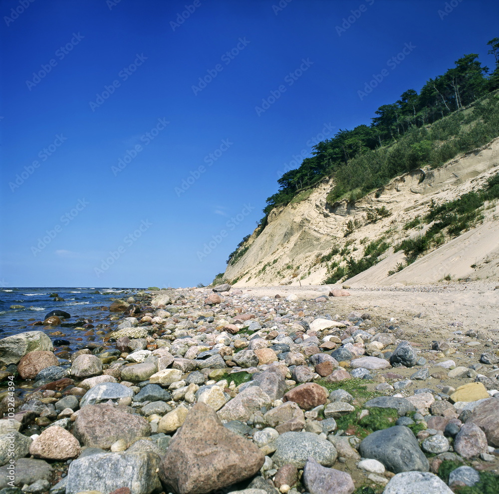 Poland. Baltic Sea. Cliff coast in Wolinski National Park Poland. Baltic Sea. Cliff coast in Wolinski National Park