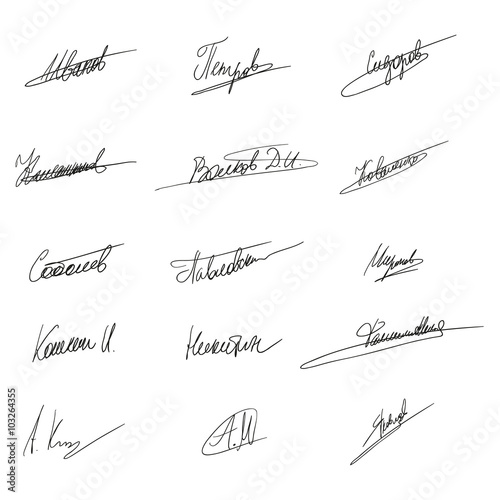 Vector Set of Personal Hand Written Russian Signatures.