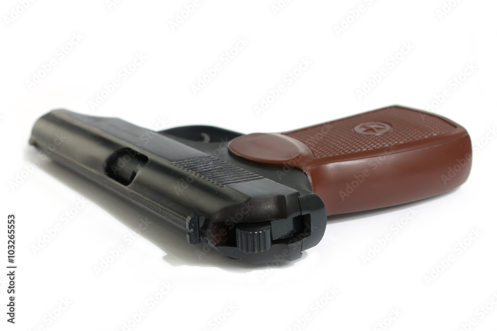 Soviet 9mm PM (Makarov) gun isolated on white background Soviet 9mm PM (Makarov) gun isolated on white background