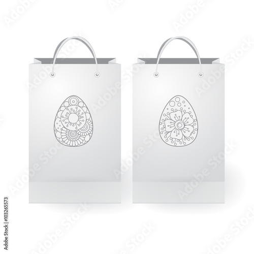 set of stock vector isolated paper shopping bag on the white bac