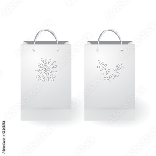 set of stock vector isolated paper shopping bag on the white bac