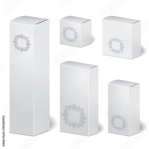 set of cardboard package isolated box. mock up, template. stock