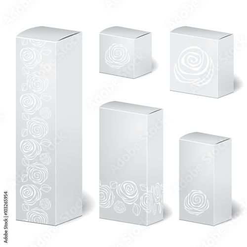 set of cardboard package isolated box. mock up, template. stock
