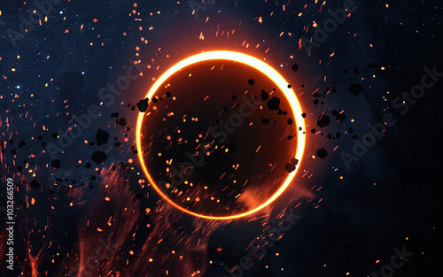 Quadro em tela Solar Eclipse Above a Nebula
