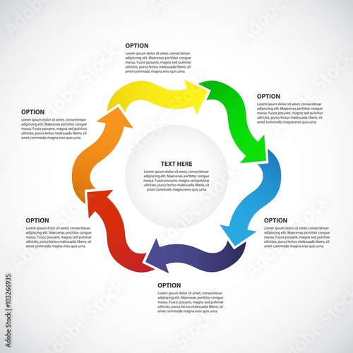 Vector cycle process diagram, Business concept with options / steps - Bright Infographic chart. Original arrows.