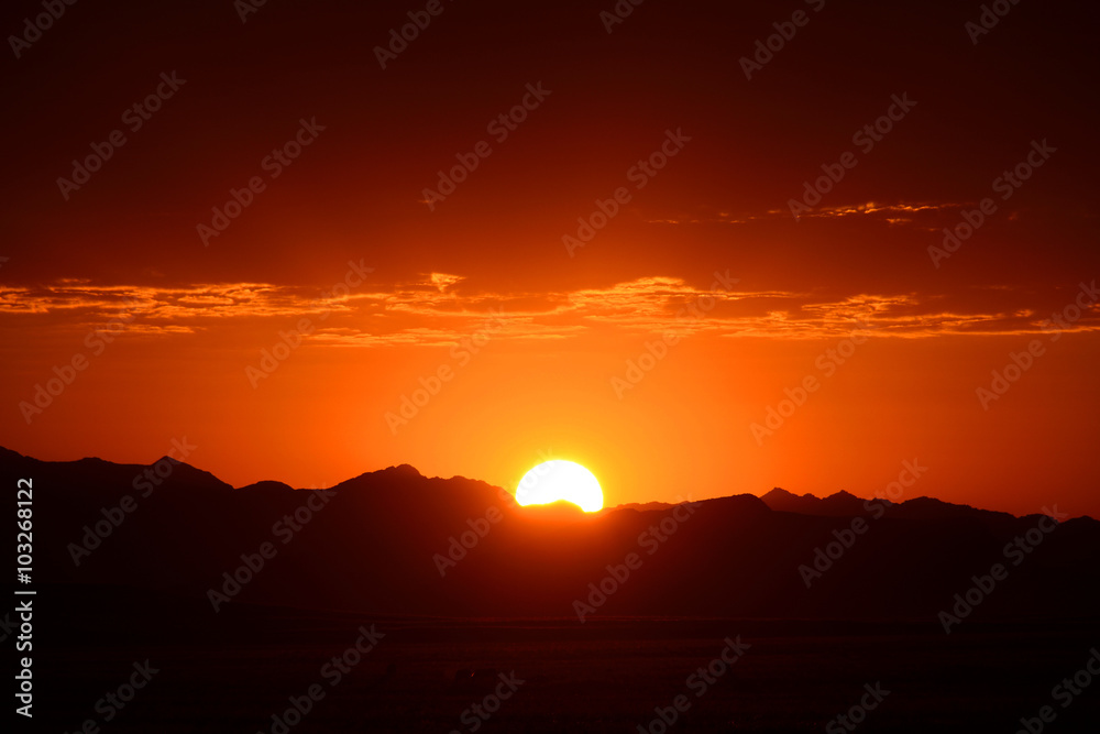 Sunset over Namib Naukluft National Park, Namibia Sunset over Namib Naukluft National Park, Namibia