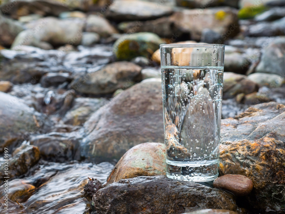 Natural mineral water in a glass