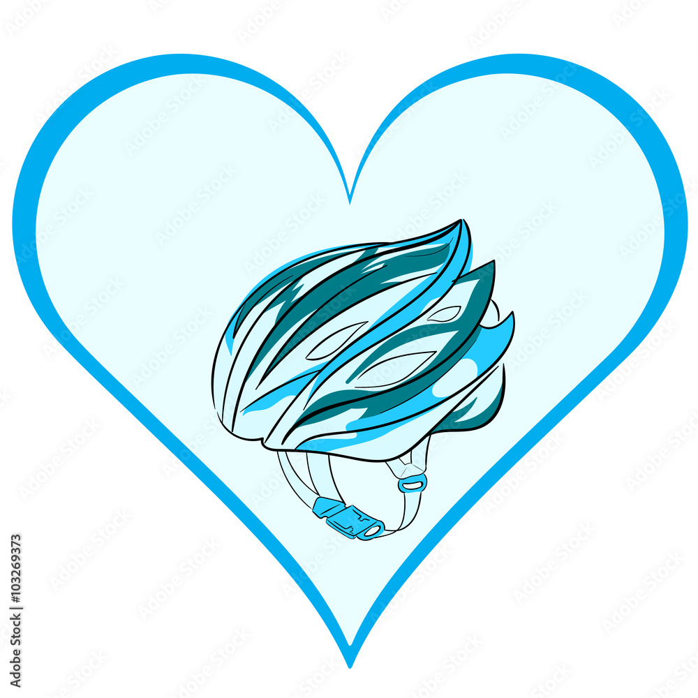 Naklejka premium Bicycle helmet in a heart