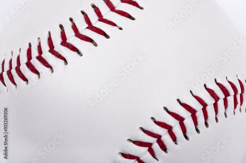 macro shot of a baseball showing details of the surface with place for copy