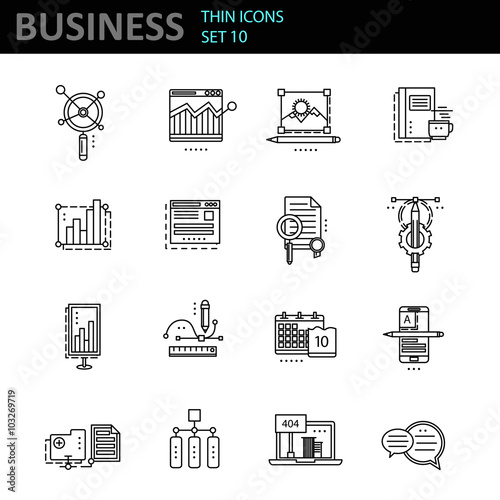 Modern thin line icons set for business
