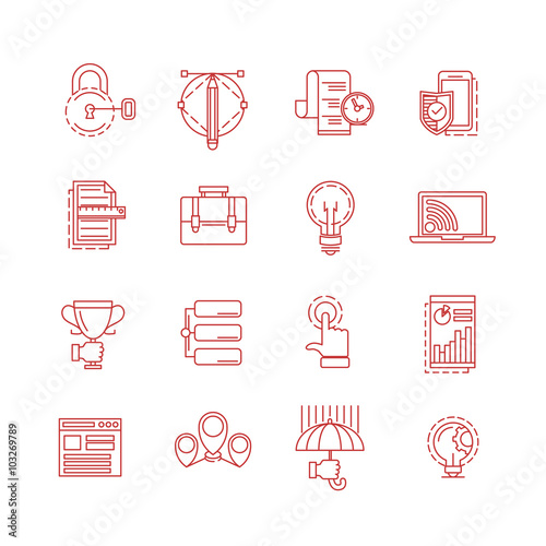 Modern thin line icons set for business