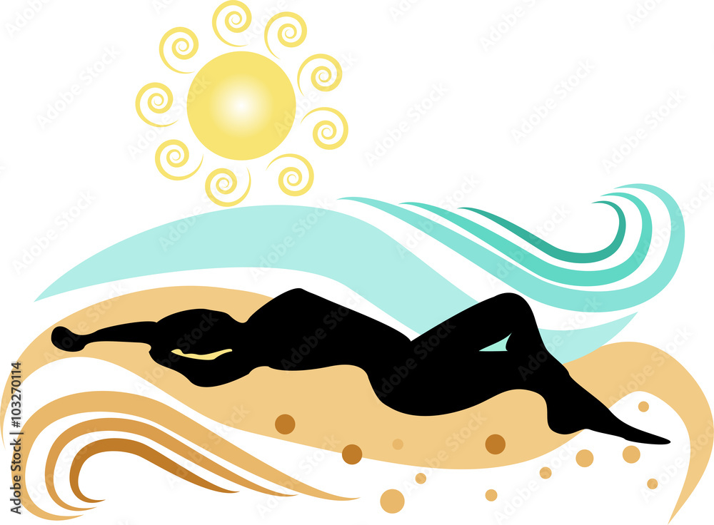 Girl silhouette on the beach vector, silhouette di ragazza sulla spiaggia vettoriale Girl silhouette on the beach vector, silhouette di ragazza sulla spiaggia vettoriale
