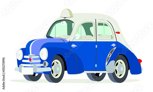 Caricatura Renault 4CV taxi Saigón - Ho Chi Minh - Vietnam vista frontal y lateral