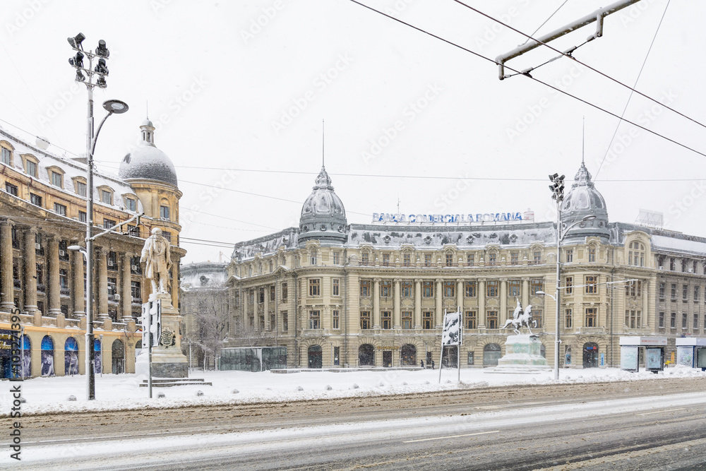 Bucharest, Romania - January 17: University Square on January 17