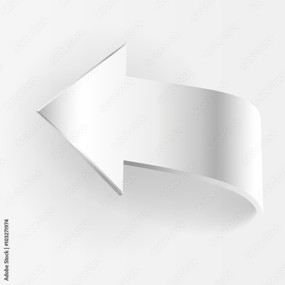 White arrow points backward and grey background White arrow points backward and grey background