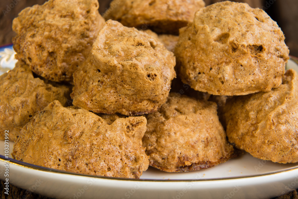 chocolate chip cookies on a plate. chocolate chip cookies on a plate.