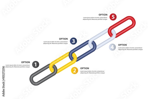 Growing Timeline / links / Value Chain vector infographic template  