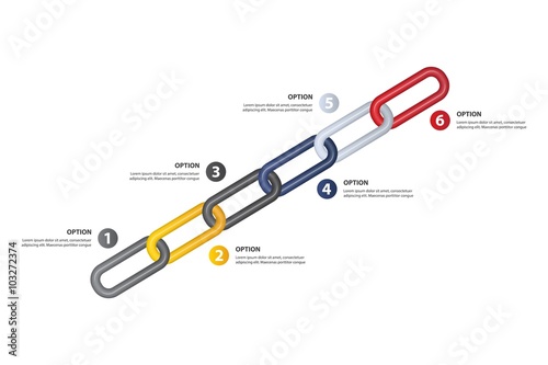 Growing Timeline / links / Value Chain vector infographic template  