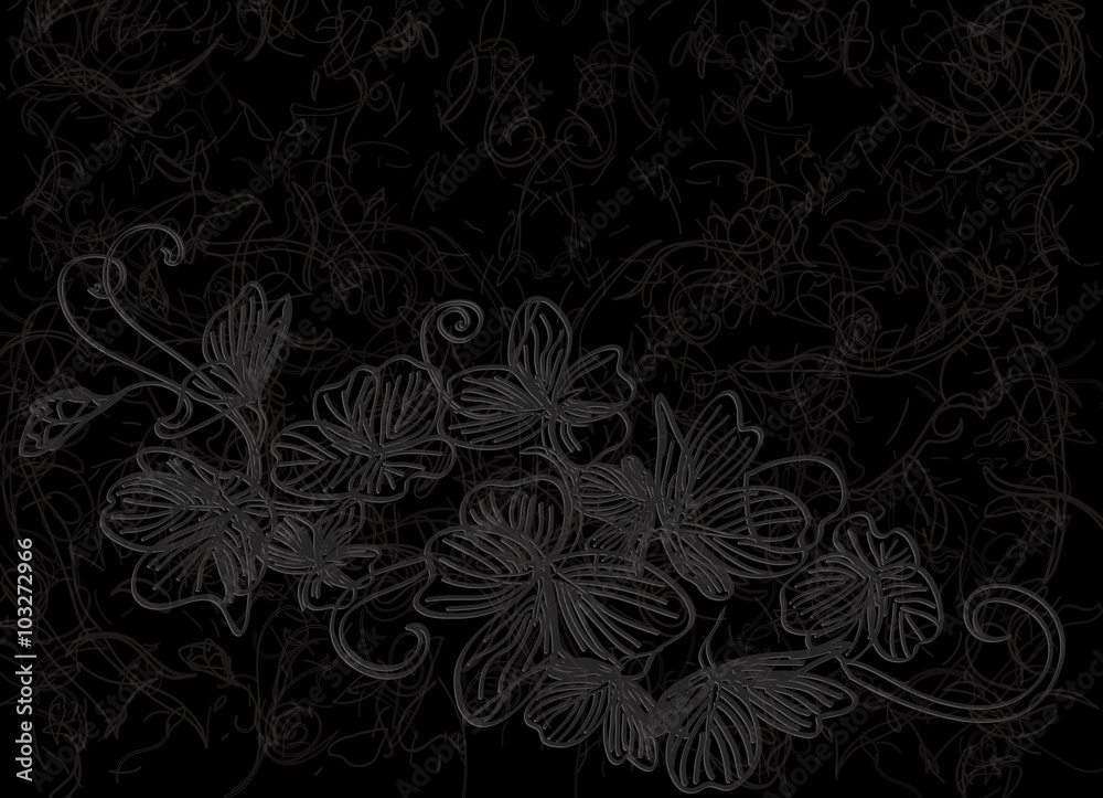 Flower design abstract background black Flower design abstract background black