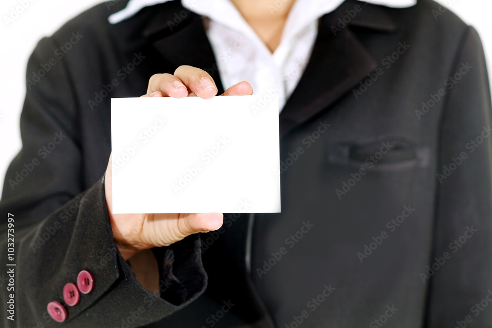 businesswoman asia holding and shown a business card businesswoman asia holding and shown a business card