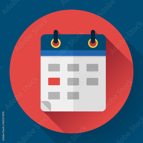 Calendar or mobile app organizer icon, vector illustration. Flat design style