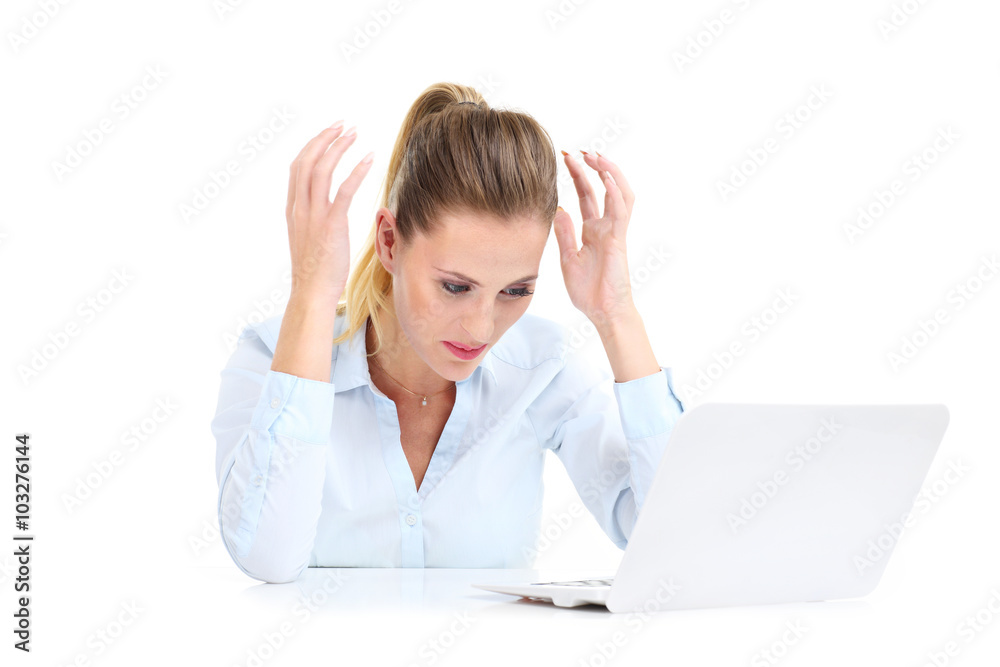 Businesswoman working on laptop Businesswoman working on laptop