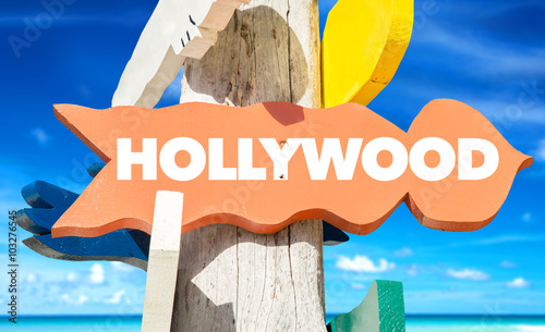 Hollywood welcome sign with beach